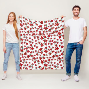 Couverture Polaire Motif floral rouge de poinsettia de Noël