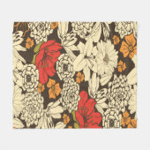 Couverture Polaire Motif Floral Sans Couleur Avec Fleurs Rouges (Devant (Horizontal))