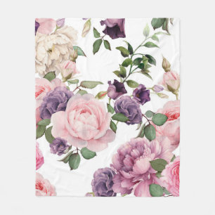 Couverture Polaire Motif floral sans couture avec roses, aquarelle. p