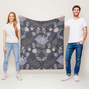 Couverture Polaire Motif floral symétrique violet foncé