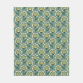 Couverture Polaire Motif floral turquoise et jaune (Devant)