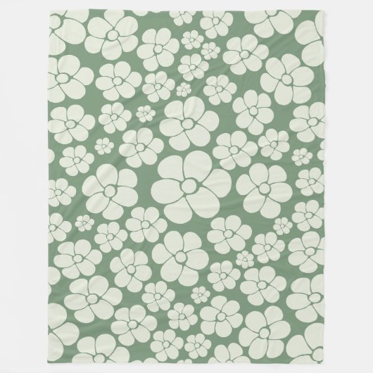 Couverture Polaire Motif floral - Vert (Devant)