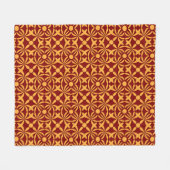 Couverture Polaire Motif floral vibrant : Formes jaunes sur fond roug (Devant (Horizontal))