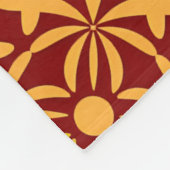 Couverture Polaire Motif floral vibrant : Formes jaunes sur fond roug (Coin)