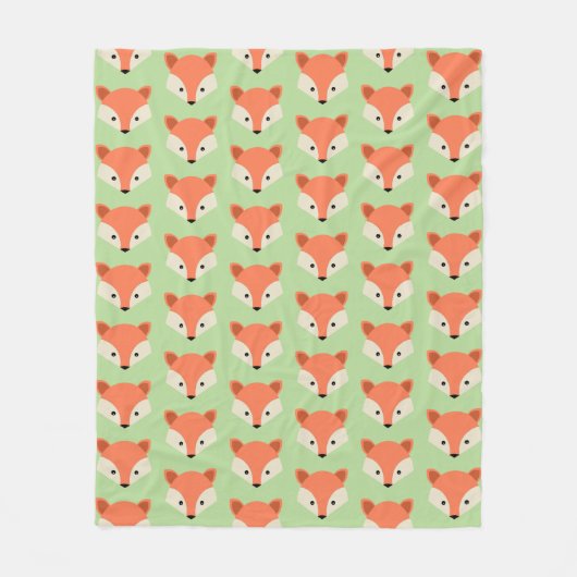 Couverture Polaire Motif Fox mignon sur vert (Devant)