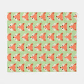 Couverture Polaire Motif Fox mignon sur vert (Devant (Horizontal))