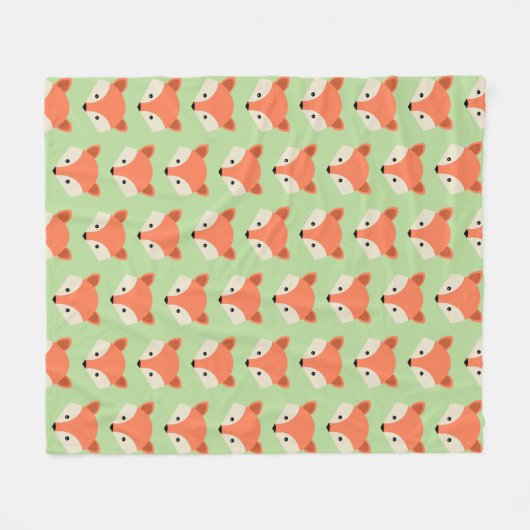 Couverture Polaire Motif Fox mignon sur vert (Devant (Horizontal))