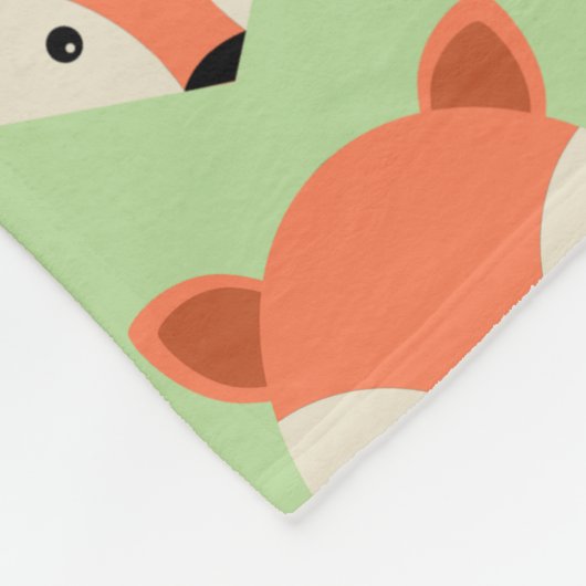 Couverture Polaire Motif Fox mignon sur vert (Coin)