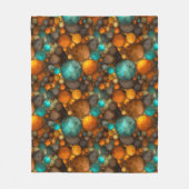 Couverture Polaire Motif fractal abstrait turquoise marron (Devant)