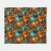 Couverture Polaire Motif fractal abstrait turquoise marron (Devant (Horizontal))
