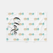 Couverture Polaire motif frais tropical d'ananas d'or de faux d'été (Devant (Horizontal))