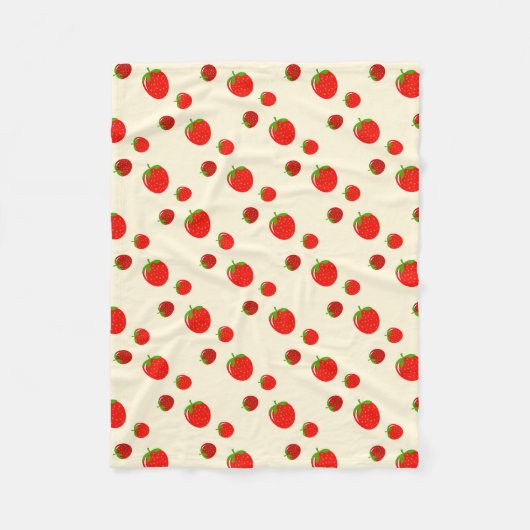Couverture Polaire Motif fraise rouge sur rose pâle (Devant)