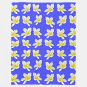 Couverture Polaire Motif Frangipani Bleu Et Jaune, (Devant)