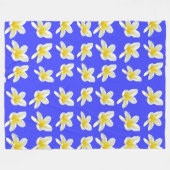 Couverture Polaire Motif Frangipani Bleu Et Jaune, (Devant (Horizontal))