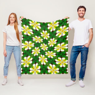 Couverture Polaire Motif frangipanier jaune
