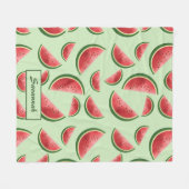 Couverture Polaire Motif Fruit De Pastèque Sur Vert Avec Nom Personna (Devant (Horizontal))