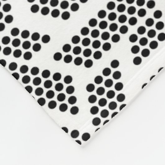 Couverture Polaire Motif géométrique à points blancs en noir (Coin)