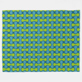 Couverture Polaire Motif géométrique Abstrait rétro en bleu et vert (Devant (Horizontal))