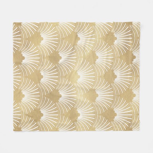 Couverture Polaire Motif géométrique Art déco en or & blanc (Devant (Horizontal))