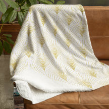 Motif Géométrique Art Déco En Or & Blanc