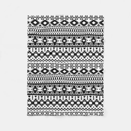 Couverture Polaire Motif géométrique Aztec noir et blanc (Devant)
