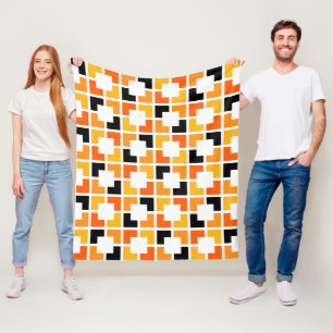 Couverture Polaire Motif géométrique Carré orange jaune