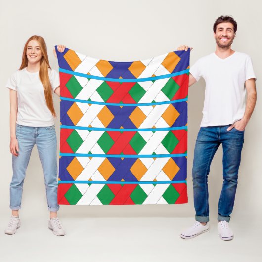 Couverture Polaire Motif géométrique coloré moderne (En situation)