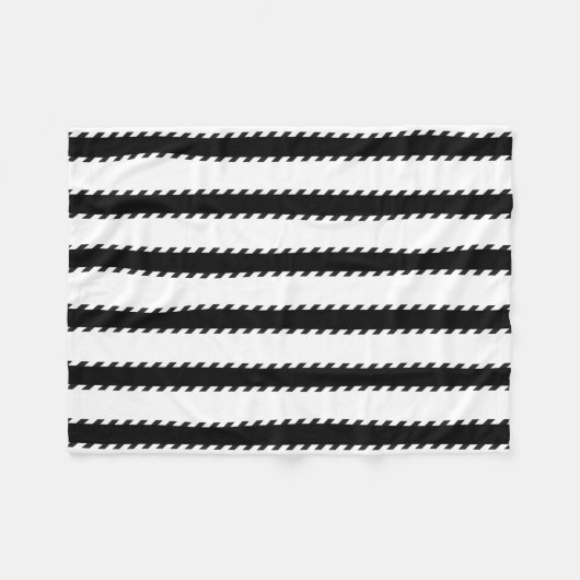 Couverture Polaire Motif géométrique de rayures noires et blanches (Devant (Horizontal))