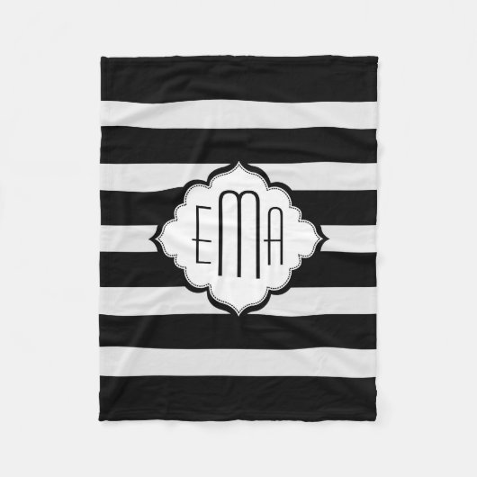 Couverture Polaire Motif géométrique des bandes noires et blanches (Devant)