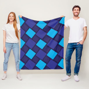 Couverture Polaire Motif géométrique Diamant Bleu