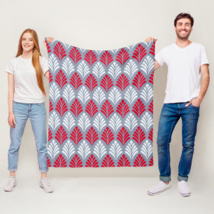 Couverture Polaire Motif géométrique en cuir gris-rouge