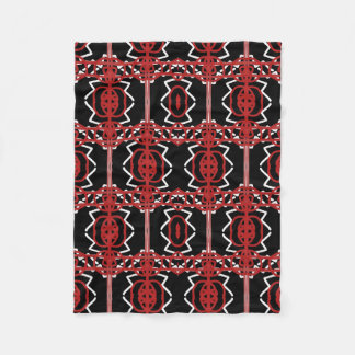 Couverture Polaire Motif géométrique En Rouge, Blanc Et Noir.