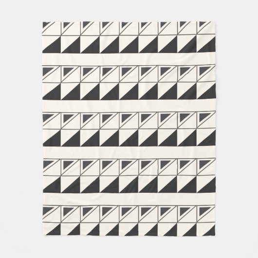 Couverture Polaire Motif géométrique gris noir et blanc moyen rétro (Devant)