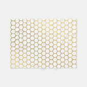 Couverture Polaire Motif géométrique Hexagon blanc et or (Devant (Horizontal))