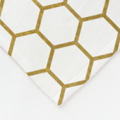 Couverture Polaire Motif géométrique Hexagon blanc et or (Coin)