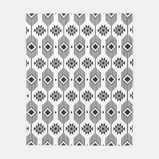 Couverture Polaire Motif géométrique ikat noir et blanc (Devant)