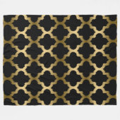 Couverture Polaire Motif Géométrique Ikat Or Et Noir (Devant (Horizontal))