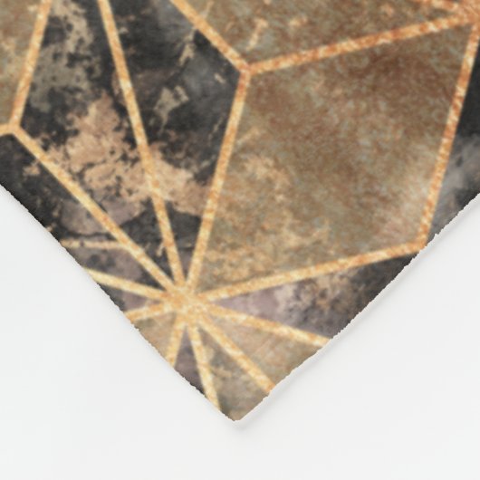 Couverture Polaire Motif géométrique marbre et or (Coin)