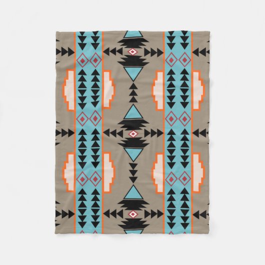 Couverture Polaire Motif géométrique mexicain Aztec (Devant)