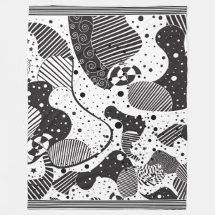 Couverture Polaire Motif géométrique moderne noir et blanc