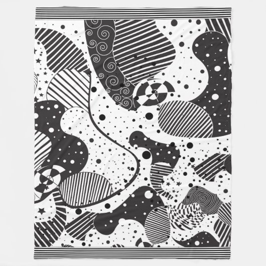 Couverture Polaire Motif géométrique moderne noir et blanc (Devant)