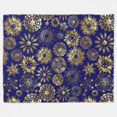 Couverture Polaire Motif Géométrique Or Et Bleu (Devant (Horizontal))