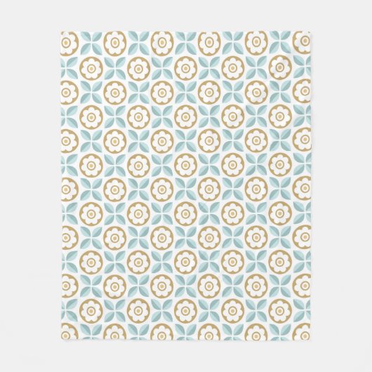 Couverture Polaire Motif géométrique rétro Aqua Gold Floral (Devant)