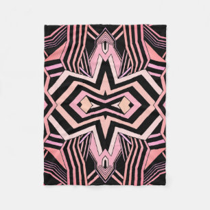 Couverture Polaire Motif géométrique rose et noir (couleur réglable)