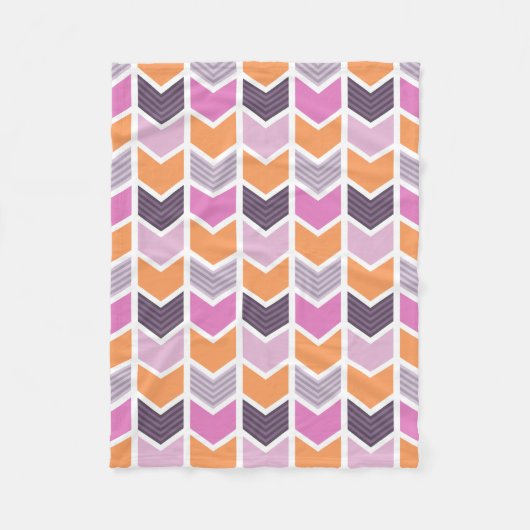 Couverture Polaire Motif géométrique rose pourpre orange de Chevron (Devant)