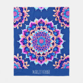 Couverture Polaire Motif géométrique rose violet mandala (Devant)