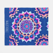 Couverture Polaire Motif géométrique rose violet mandala (Devant (Horizontal))