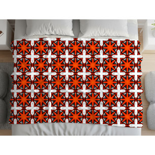 Couverture Polaire Motif géométrique rouge et orange