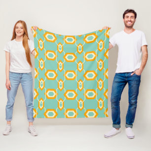 Couverture Polaire Motif géométrique stylisé en hexagone orange gras
