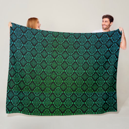 Couverture Polaire Motif géométrique vert / Impression indienne (En situation)